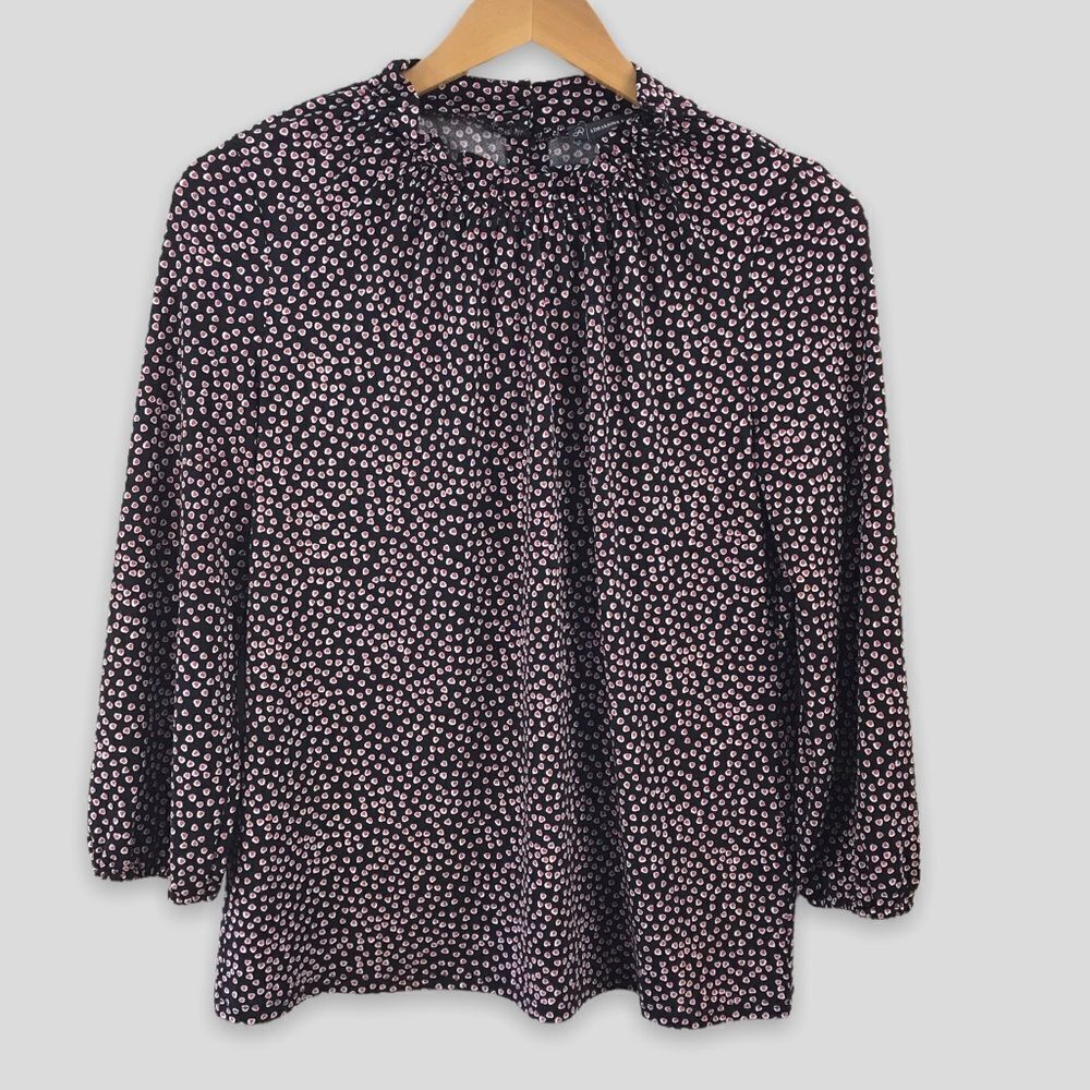 Adrianna Papell black print blouse size S